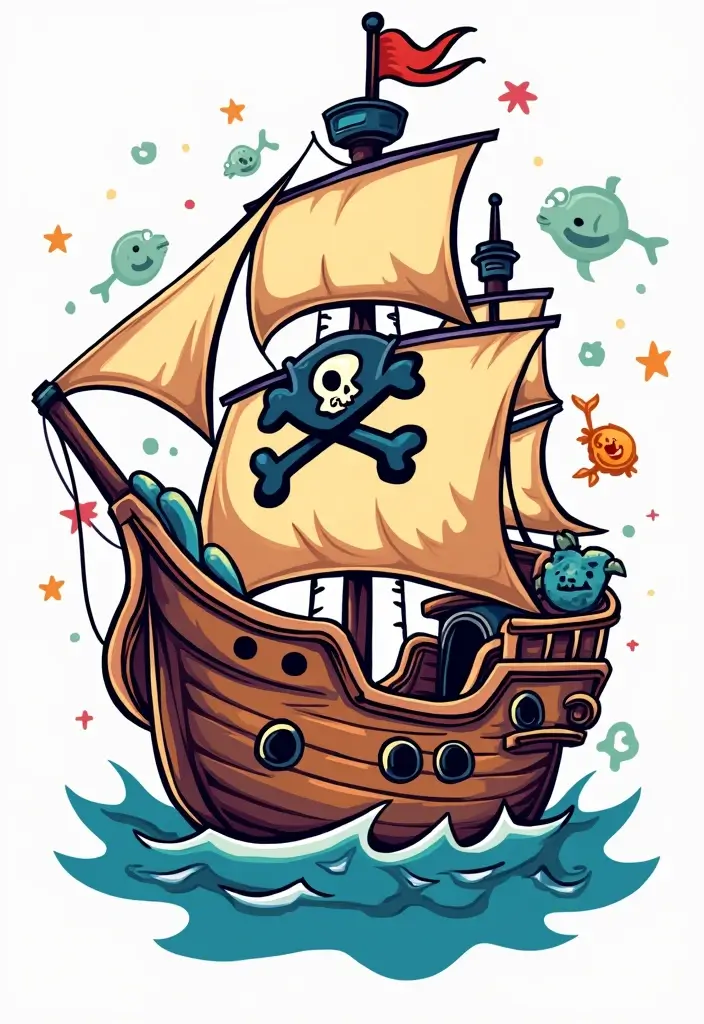 30 Pirate Ship Tattoo Designs for Ocean Lovers - 7. Pirate Ship with Whimsical Elements