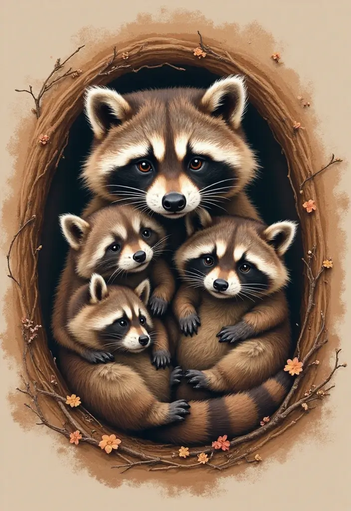 30 Raccoon Tattoo Designs with Clever and Playful Meanings - 7. The Family Bond