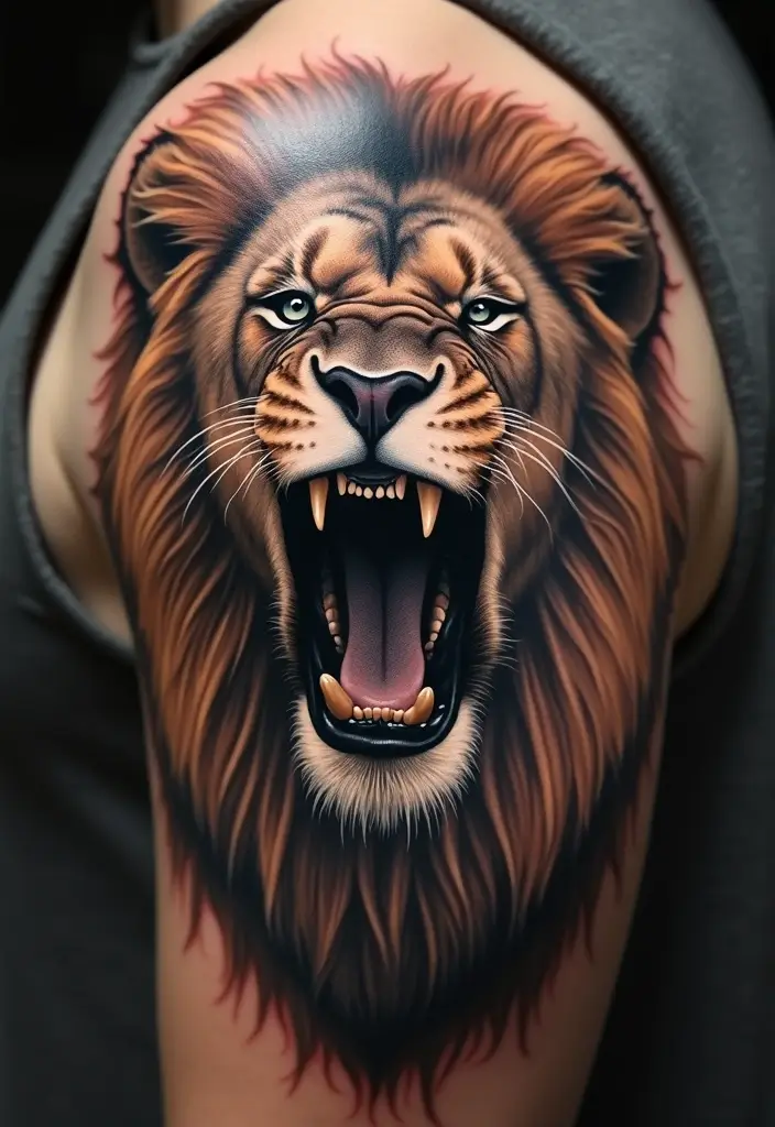 30 Roar Lion Tattoo Inspirations That Show Strength - 7. Portrait Style: Capturing the Majesty