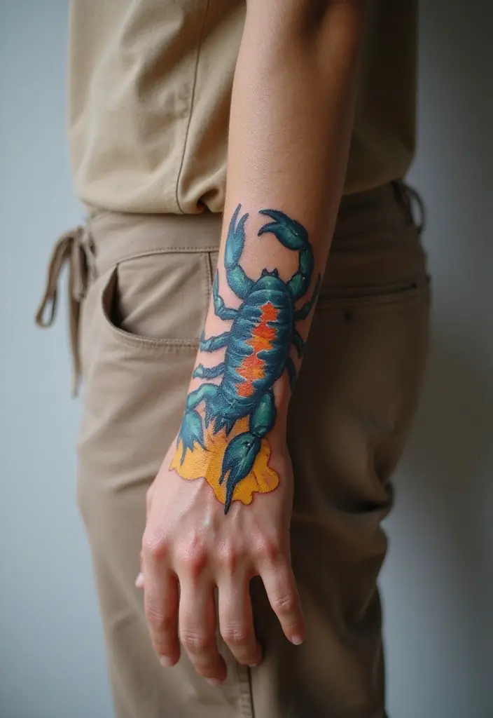 30 Scorpion Tattoo on Hand Meaning and Bold Designs - 7. Abstract Scorpion Tattoos: Unconventional and Unique