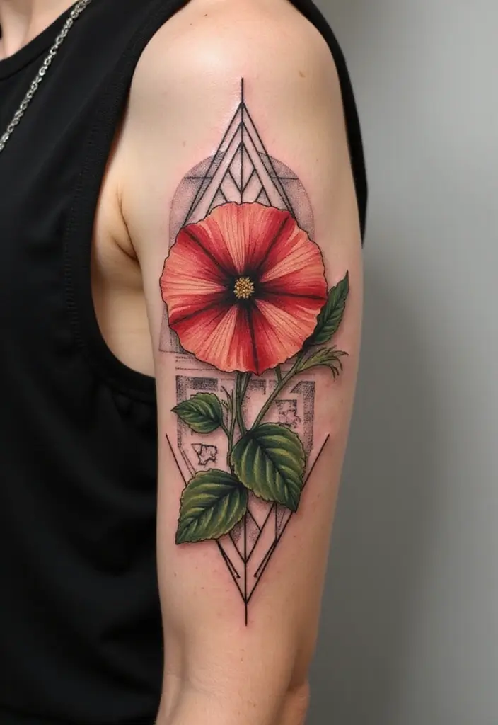 30 September Birth Flower Tattoo Ideas with Meaning - 7. Morning Glory with Geometric Patterns