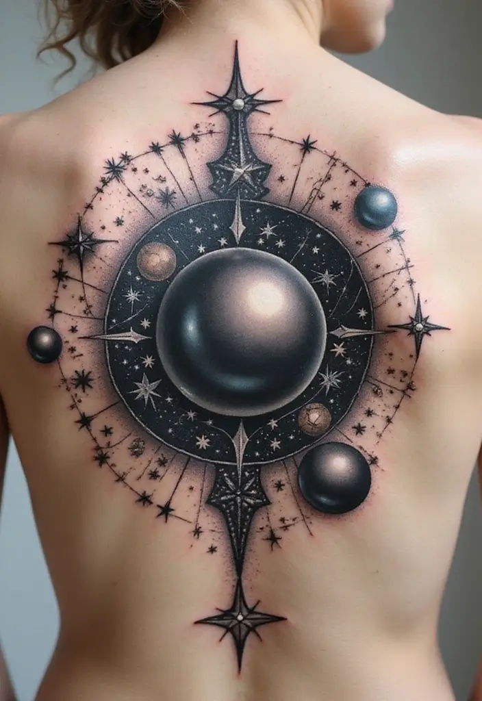 30 Tattoo Black Pearl Ideas to Inspire Your Next Ink - 7. Celestial Black Pearl