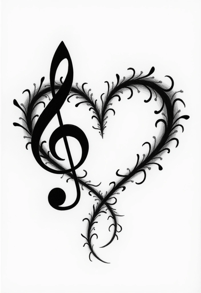 30 Treble Clef and Bass Clef Heart Tattoo Ideas for Music Lovers - 8. Clef Heart with Infinity Symbol