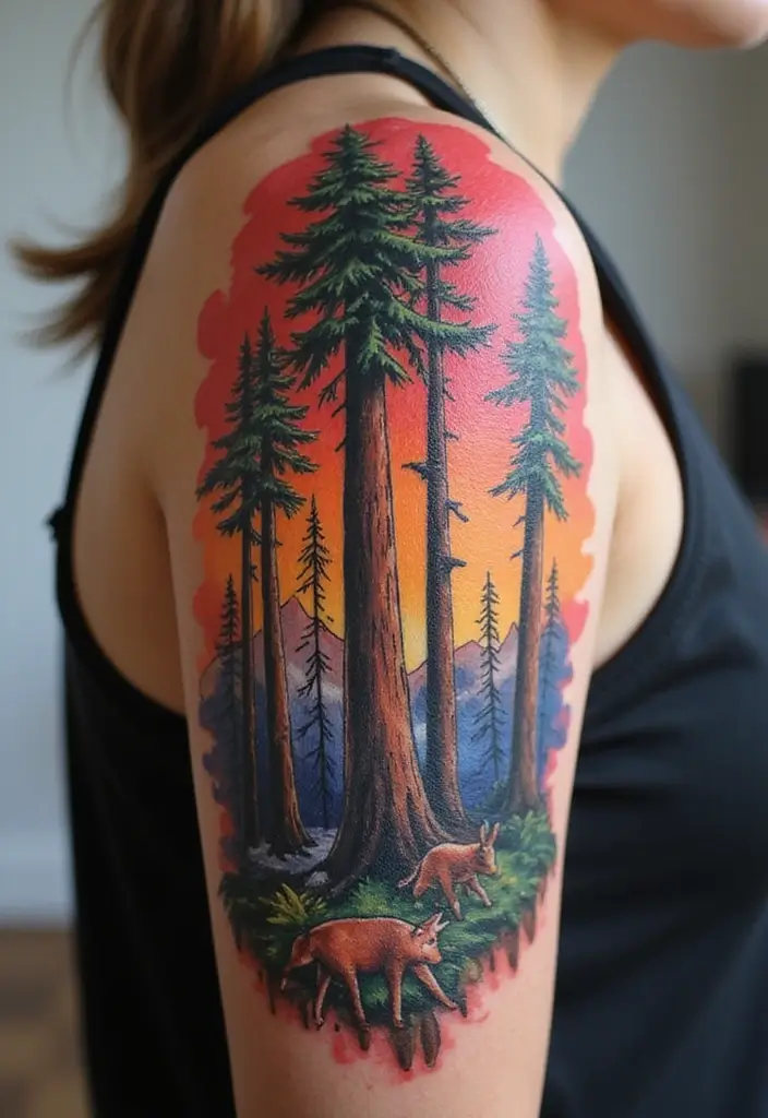 30 Tree on Shoulder Tattoo Ideas That Look Stunning - 7. The Majestic Redwood
