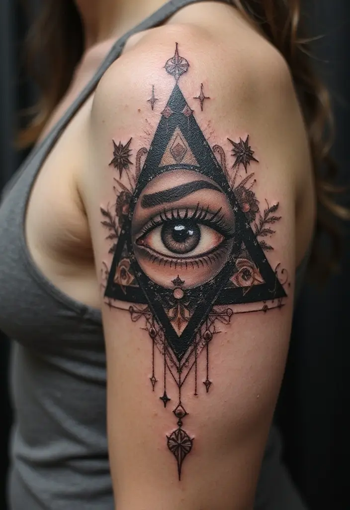 30 Triangle Tattoos for Guys That Carry Symbolic Meaning - 7. The Divine Triangle