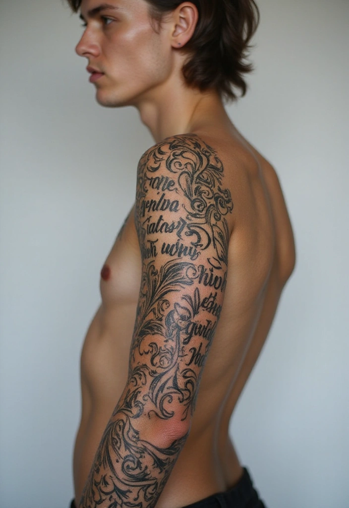 30 Tribal Half Sleeve Tattoos for Bold and Timeless Designs - 7. Meaningful Quotes and Text