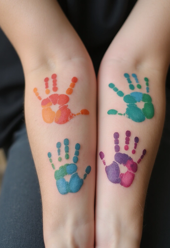 30 Unbreakable Bond Tattoo Inspirations Full of Emotion - 7. Handprint Tattoos