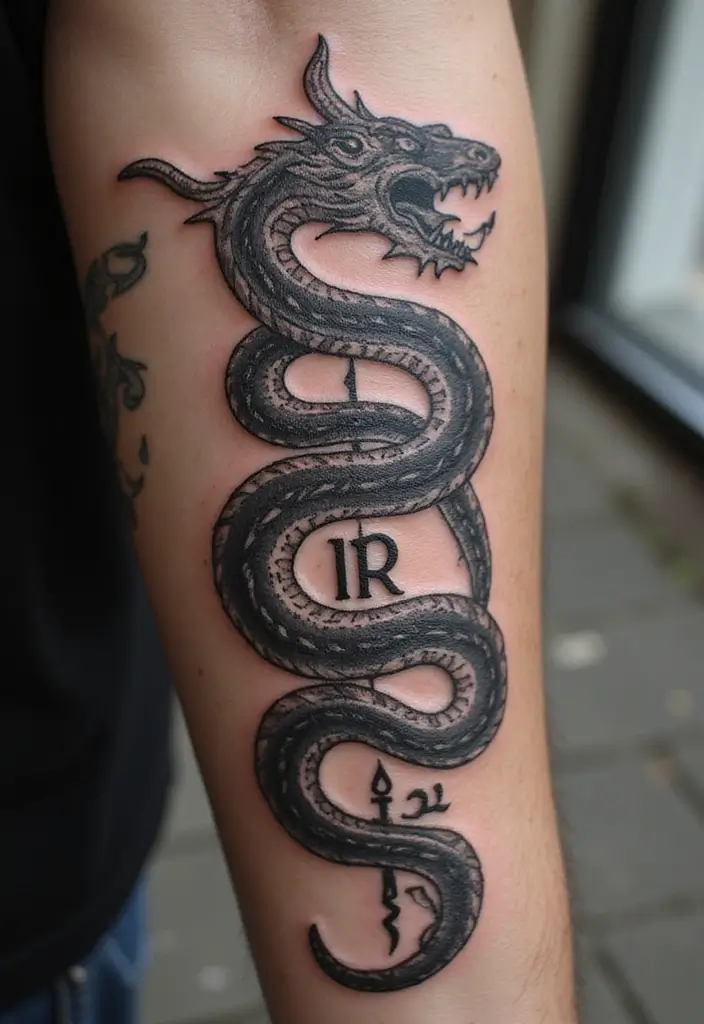30 Viking Snake Tattoo Designs with Norse Symbolism - 7. Runic Serpent