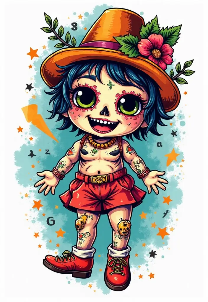 30 Voodoo Doll Tattoos with Dark and Mysterious Designs - 7. Colorful Voodoo Dolls