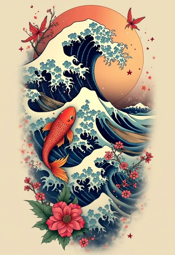 30 Wave Tattoo Sleeve Ideas That Make a Bold Statement - 7. Japanese Wave Art