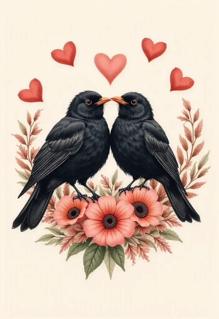 30 Blackbird Tattoo Meaning and Stunning Design Inspirations - 8. Love and Loyalty