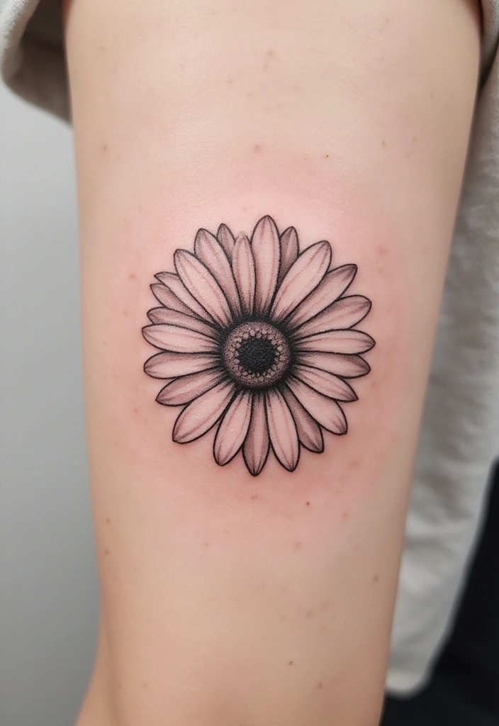 30 Daisy April Birth Flower Tattoo Designs You’ll Love - 8. Negative Space Daisy