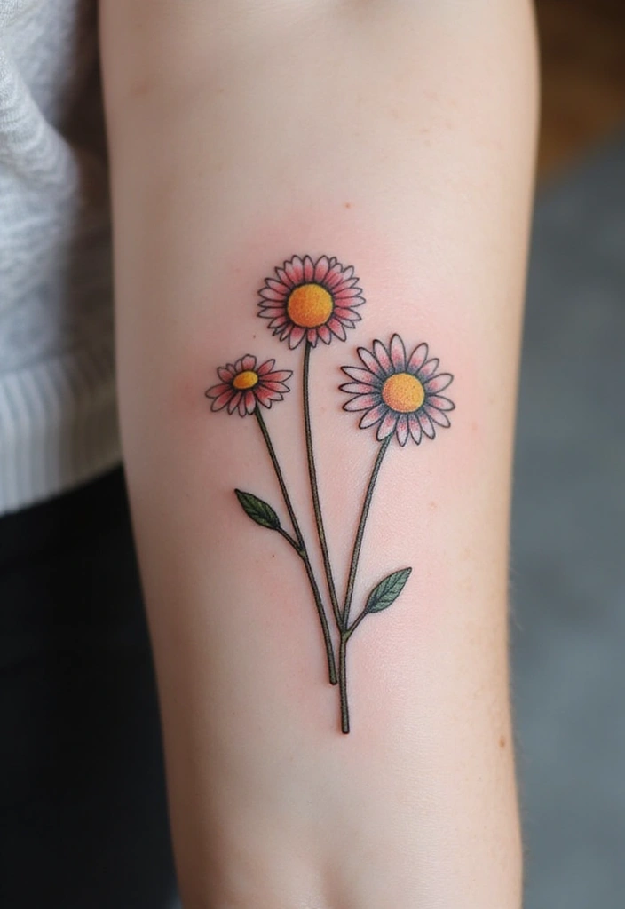 30 Daisy Tattoo Ideas for a Fresh and Delicate Design - 8. Double Daisy Design
