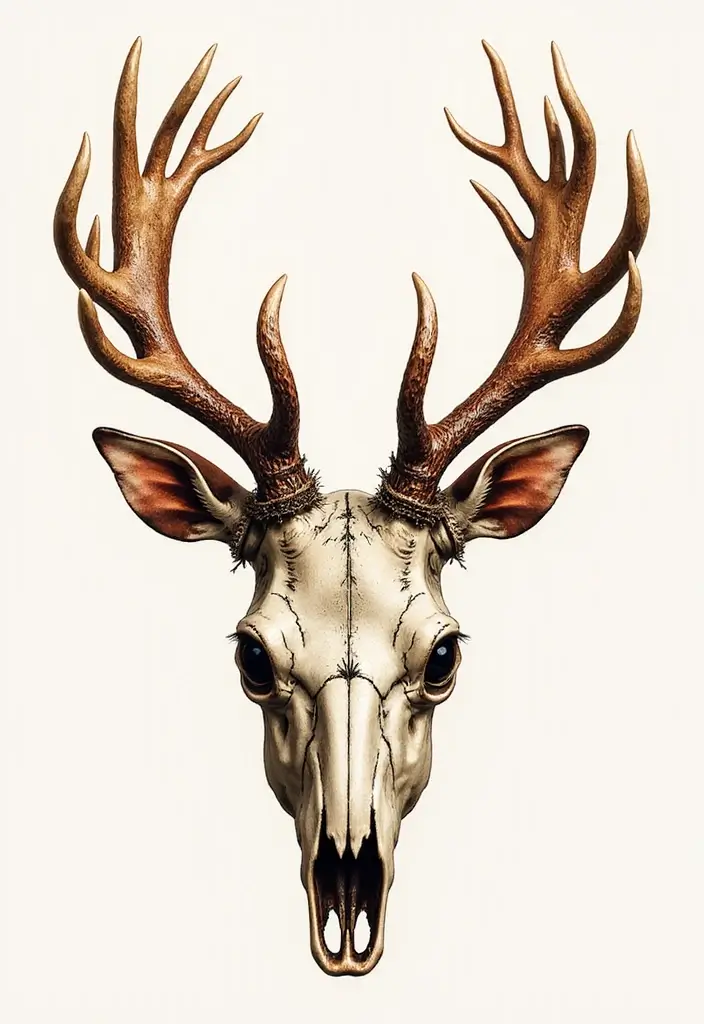 30 Deer Skull Tattoos That Capture Rustic Strength - 8. Nature’s Palette