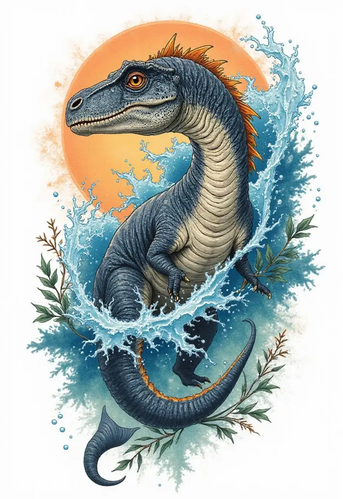 30 Dino Tattoo Meaning and Creative Design Ideas - 8. Spinosaurus: The Aquatic Predator