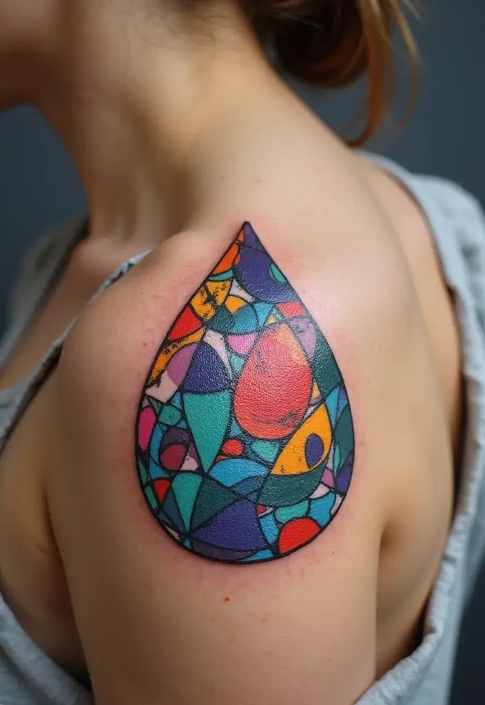 30 Empty Teardrop Tattoo Meaning and Design Ideas - 8. Abstract Teardrop Design