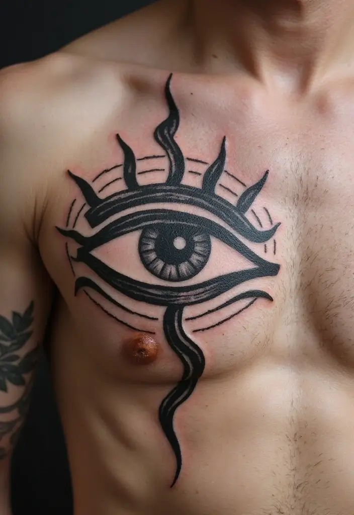 30 Greek Eye Tattoo Meaning and Stunning Design Ideas - 8. Tribal Greek Eye Tattoos