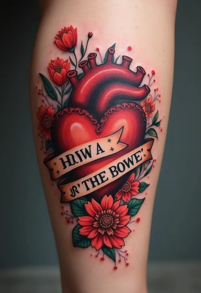 30 Heart Tattoos with Names to Celebrate Love and Bonds - 8. Floral Heart with Name
