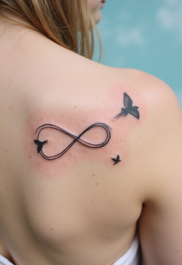 30 Infinity Friendship Tattoo Ideas for Everlasting Bonds - 8. Infinity with Birds