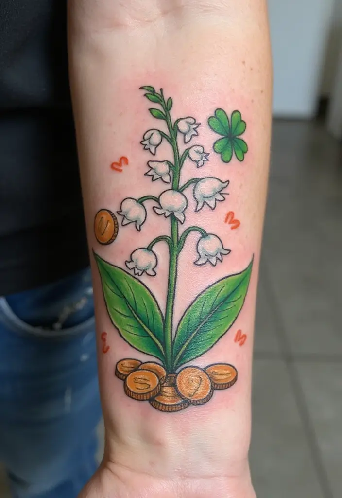 30 Lily of the Valley Tattoo Meaning and Design Ideas - 8. Symbol of Good Luck