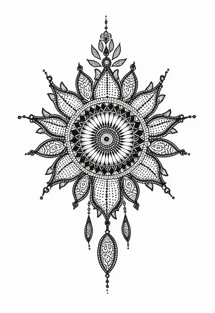 30 Mandala Tattoo Ideas with Spiritual and Geometric Beauty - 8. Dotwork Mandala