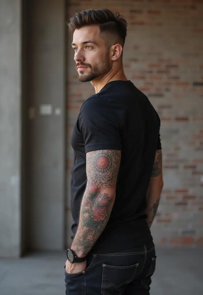 30 Men’s Floral Tattoo Half Sleeve Inspirations - 8. Nature-Inspired Mandala