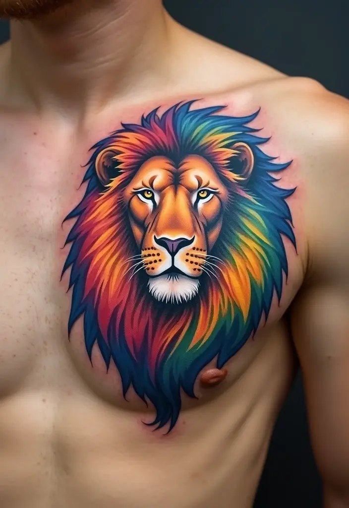 30 Rainbow Tattoos That Symbolize Hope and Diversity - 8. Rainbow Lion Tattoo