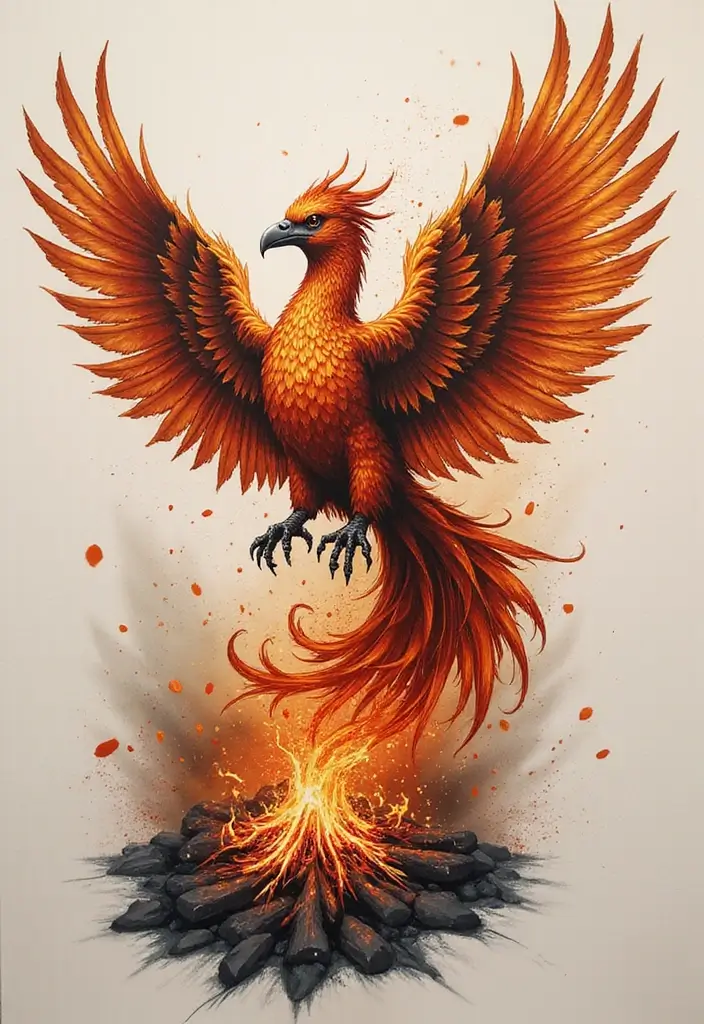 30 Rise of the Phoenix Tattoos That Symbolize Rebirth - 8. Phoenix Rising from Ashes