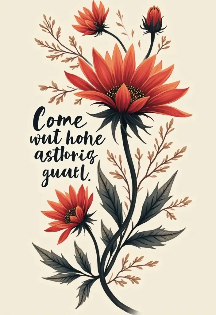 30 September Birth Flower Tattoo Ideas with Meaning - 8. Aster and Quote Combination