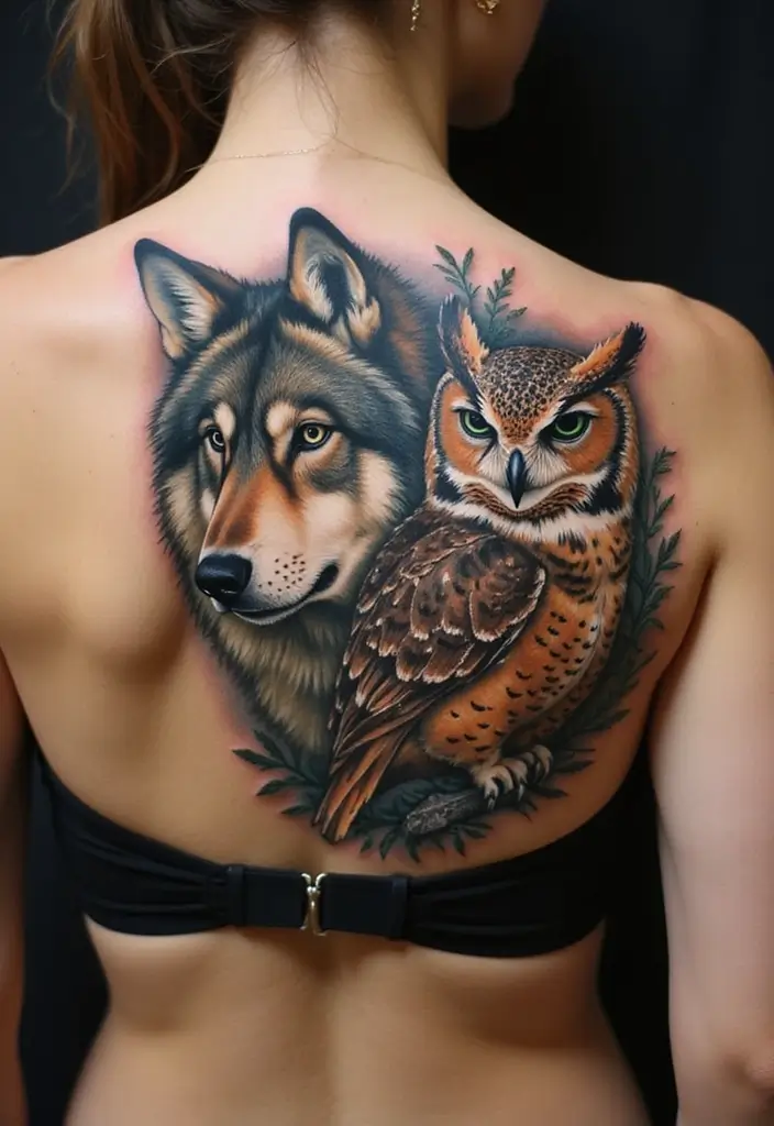 30 Shoulder and Back Tattoos for Women That Look Stunning - 8. Animals and Symbols