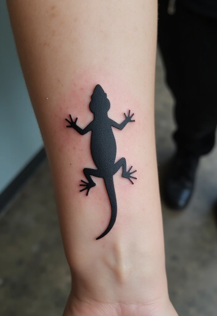 30 Small Lizard Tattoo Designs That Look Unique - 8. Lizard Silhouette