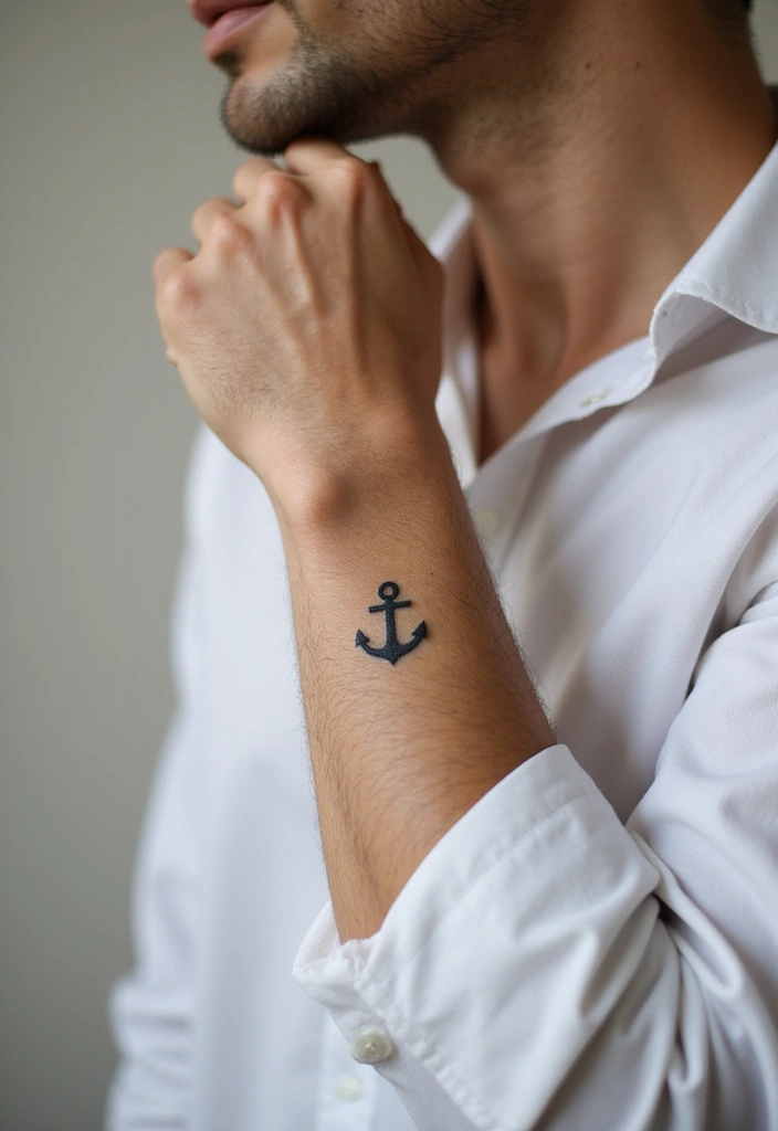 30 Subtle Men Tattoos That Look Minimal Yet Powerful - 8. Small Anchor