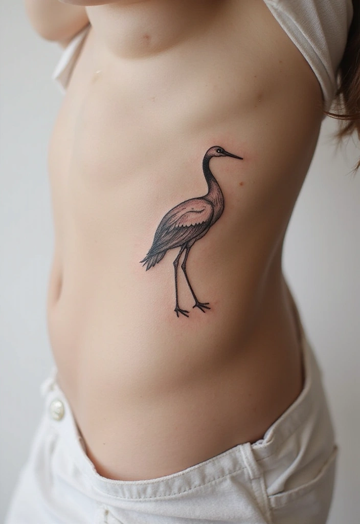 30 Symbolic Bird Tattoos with Powerful Messages - 8. The Beautiful Crane
