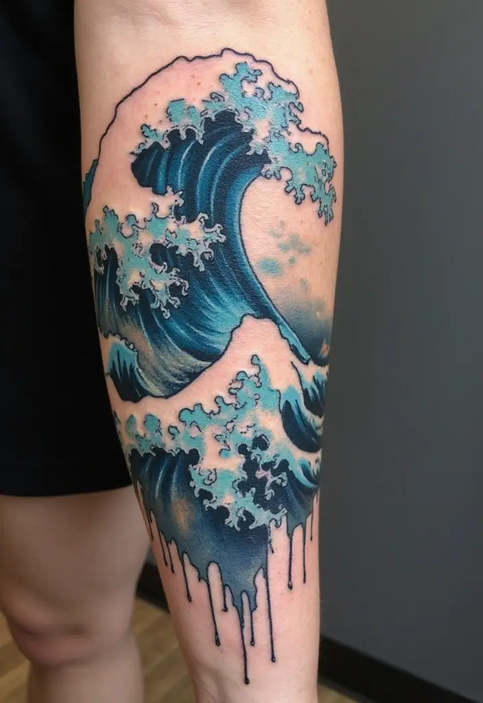 30 Wave Tattoo Sleeve Ideas That Make a Bold Statement - 8. Abstract Wave Concepts