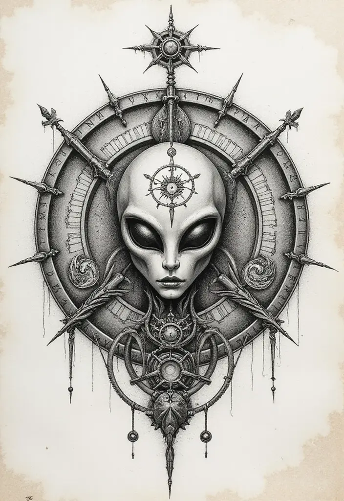 30 Alien Tattoo Meaning and Out-of-This-World Designs - 9. Alien Symbols and Glyphs
