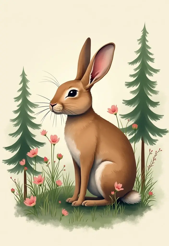 30 American Traditional Rabbit Tattoo Inspirations - 9. Rabbit in Nature