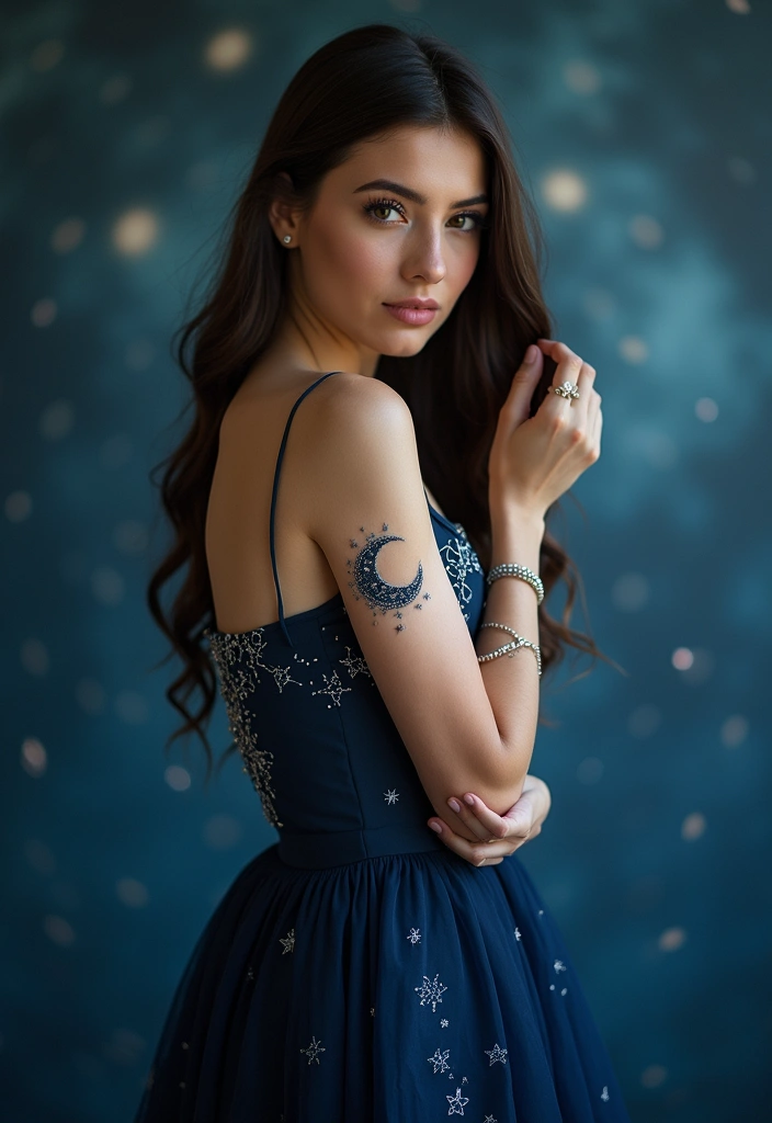 30 Arm Tattoos for Women with Stylish and Bold Looks - 9. Celestial Bodies