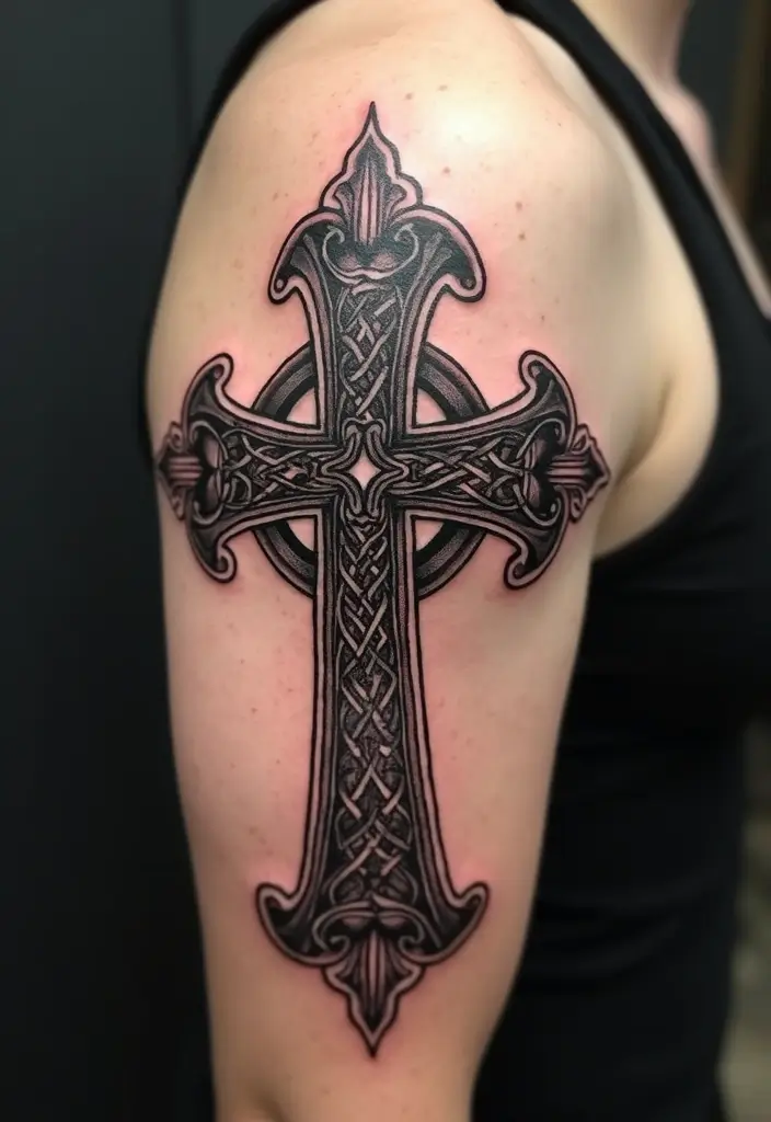 30 Celtic Cross Tattoos with Deep Spiritual Significance - 9. Gothic Celtic Cross
