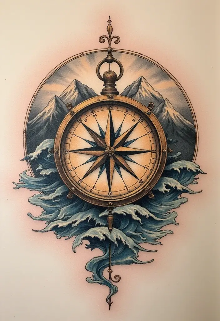 30 Dreamer Tattoo Meaning and Inspirational Designs - 9. Compass Tattoos - Navigating Life's Path