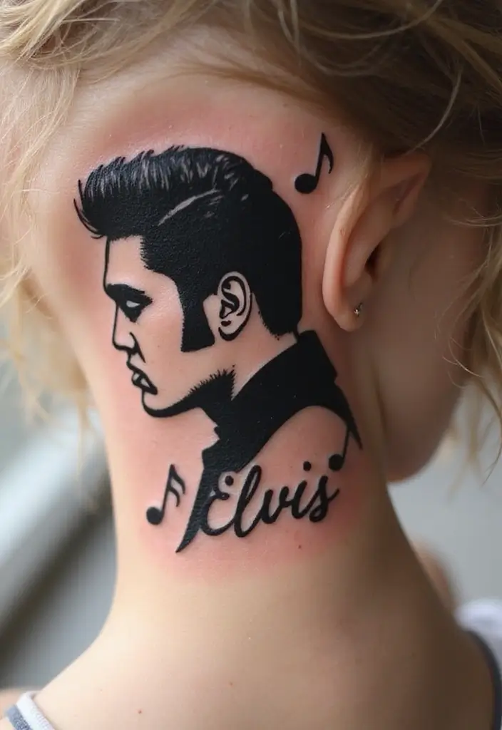30 Elvis Silhouette Tattoo Ideas for Rock Legends - 9. Elvis in Profile