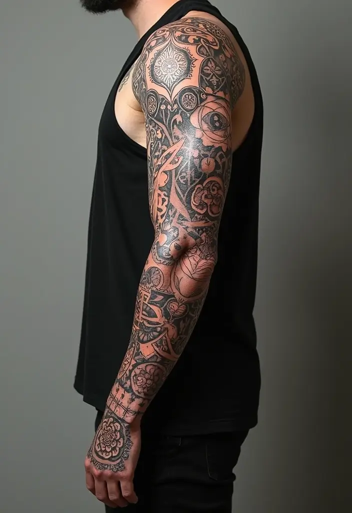30 Family Crest Arm Tattoos That Carry Heritage - 9. Tattoo Sleeve Crests