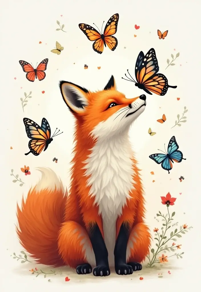30 Fox Tattoos for Women That Highlight Feminine Energy - 9. Fox and Butterfly Tattoo