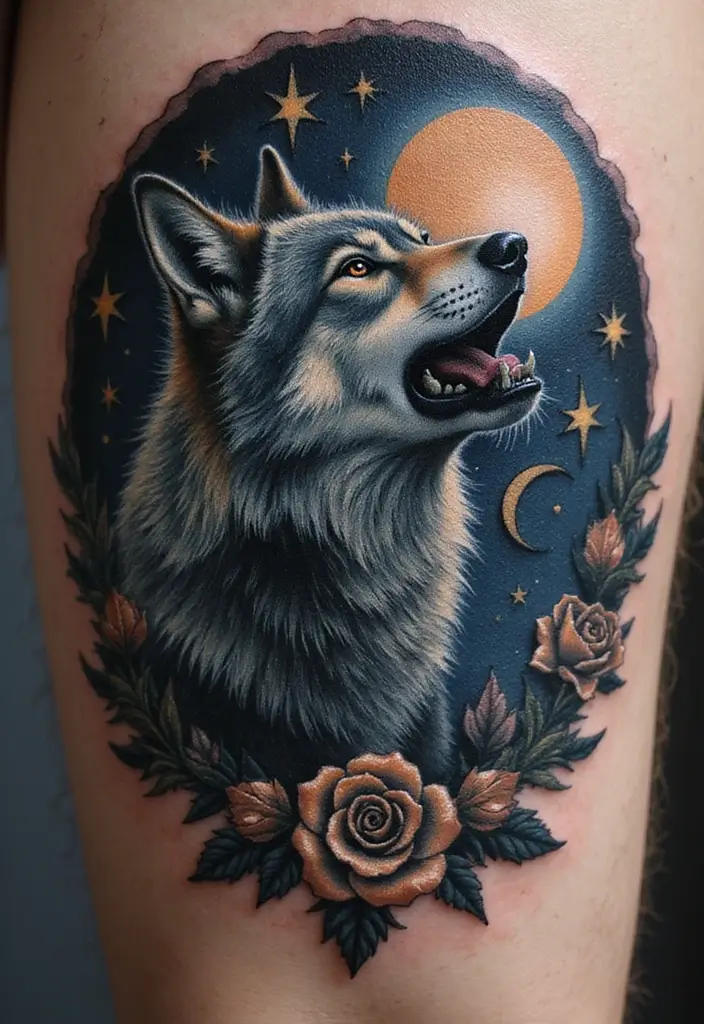 30 Howling Wolf Tattoo Meaning and Inspiring Designs - 9. The Allure of the Night