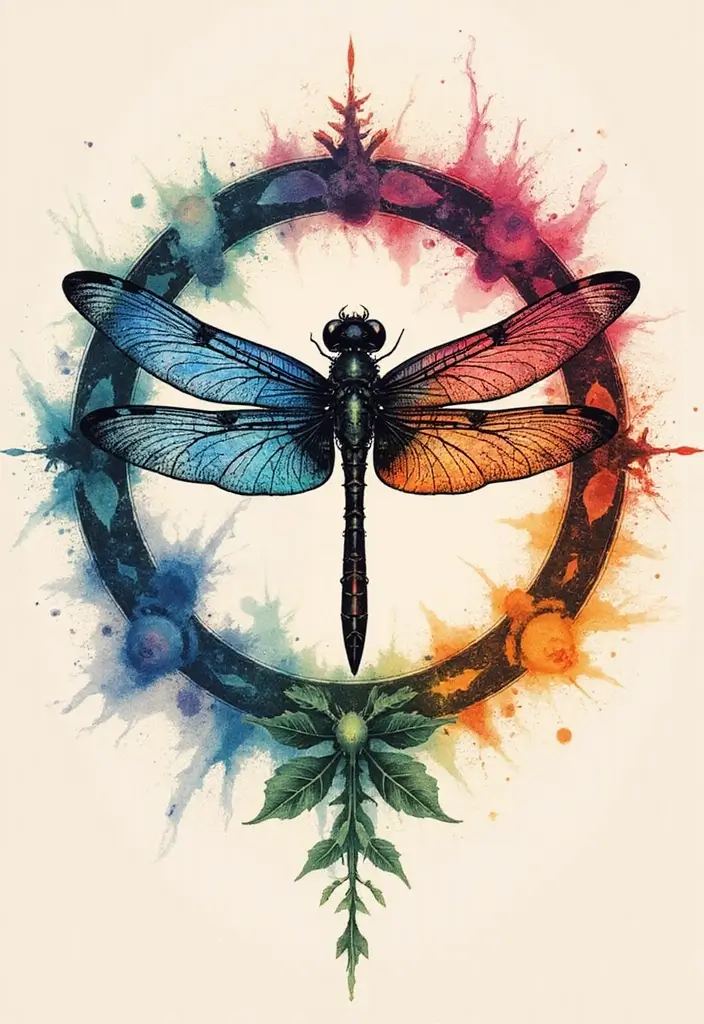 30 Infinity Dragonfly Tattoo Designs with Meaning - 9. The Circle of Life Dragonfly