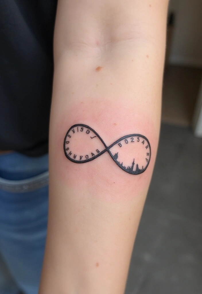 30 Infinity Friendship Tattoo Ideas for Everlasting Bonds - 9. Infinity with Coordinates