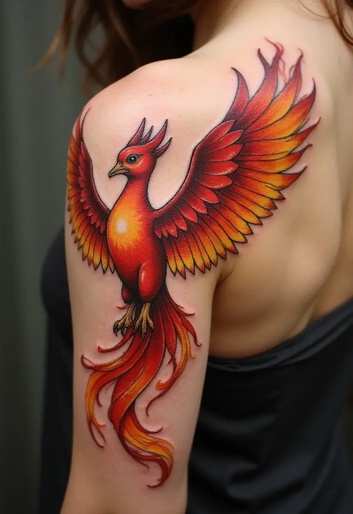 30 Irezumi Tattoo Designs Showcasing Traditional Japanese Art - 9. Phoenix: Rebirth and Transformation