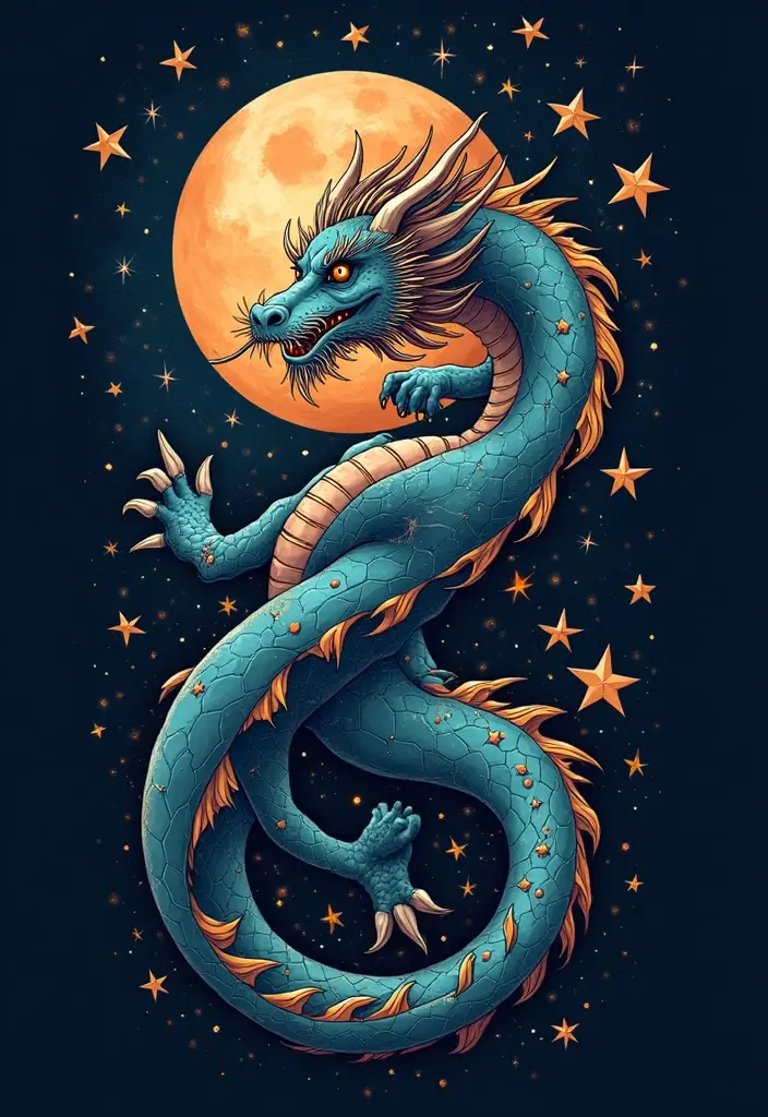 30 Japanese Dragon Tattoos That Showcase Power and Elegance - 9. The Celestial Dragon: Cosmic Connection