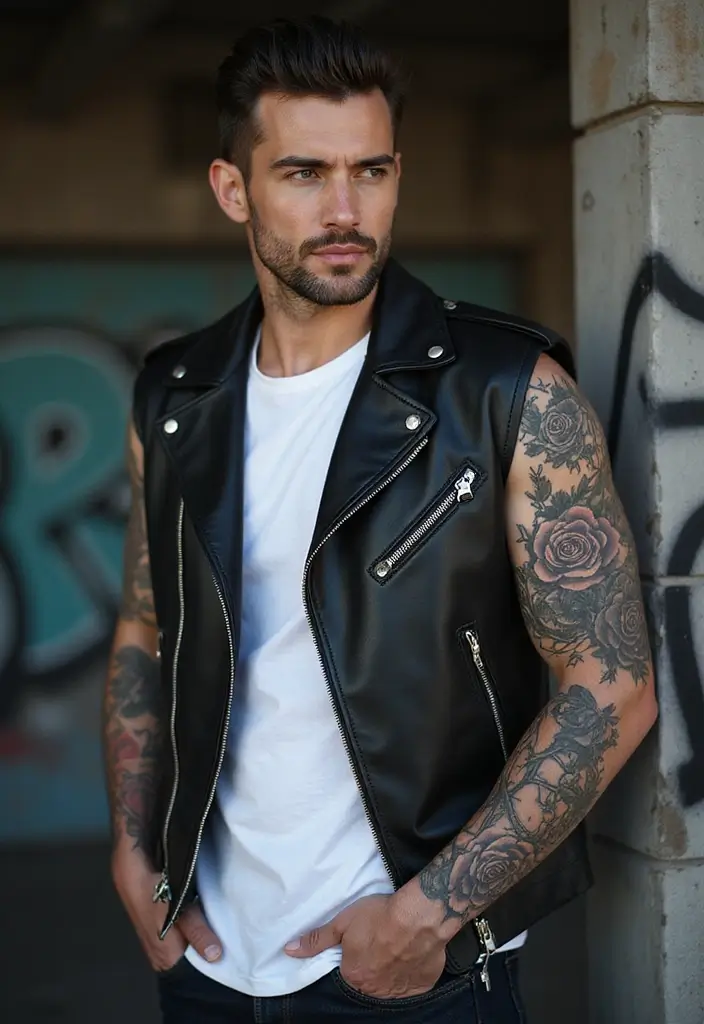 30 Mens Flower Sleeve Tattoo Ideas with Bold Florals - 9. Thorns and Roses: A Duality of Nature