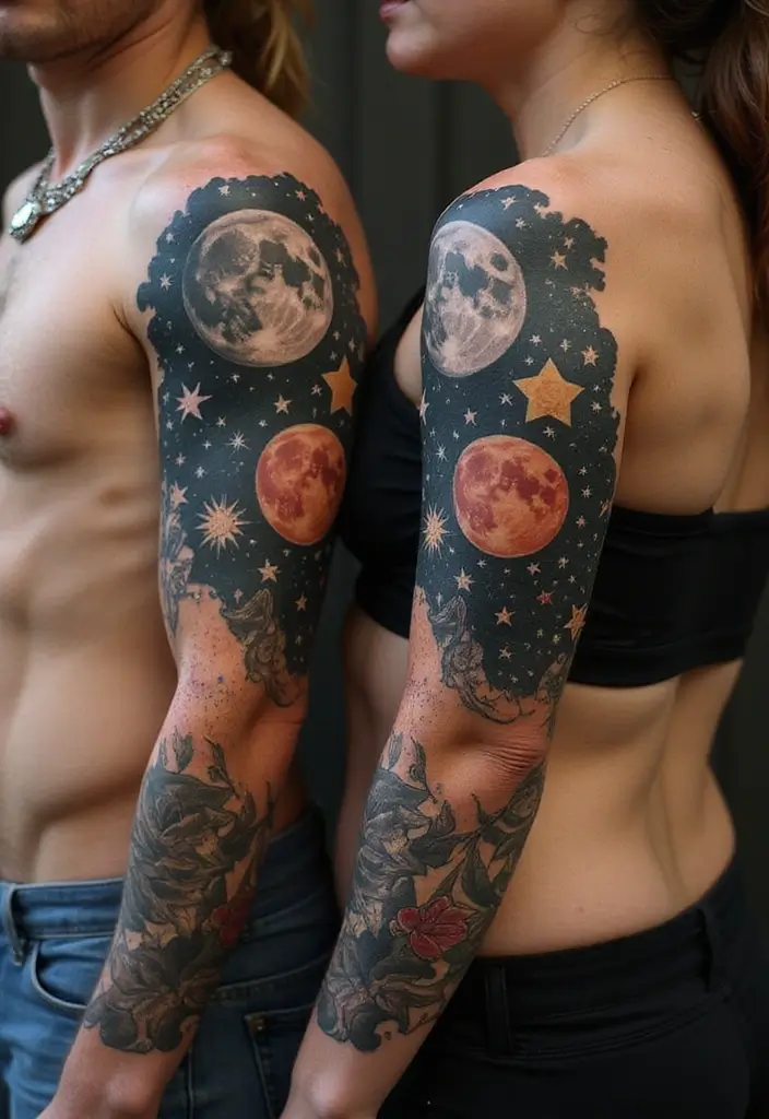 30 Moon Tattoos for Men That Radiate Power and Mystery - 9. Celestial Sleeve Tattoo