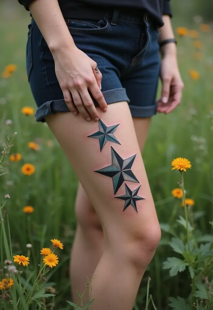 30 Nautical Star Tattoos for Classic Sailor Style - 9. Layered Nautical Star Tattoos